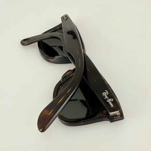 Ray-Ban Sunglasses Wayfarer RB2140 902 Handmade in Italy G15 Tortoise SCRATCHED